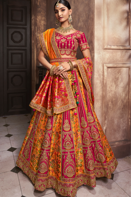 Banarasi Silk Heavy Embroidered Bridal Lehenga Choli with Dupatta