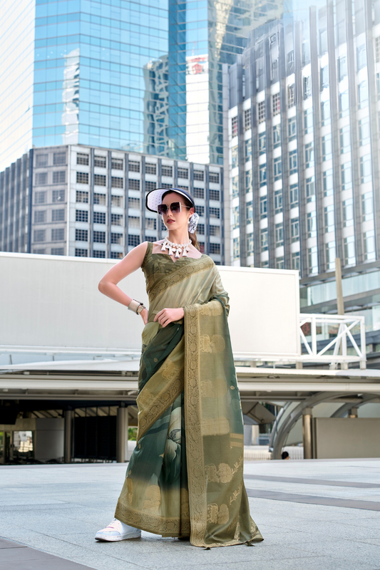 Handloom Modal Silk with Pichwai Digital Print & Zari Weaving - LaVante Fashion