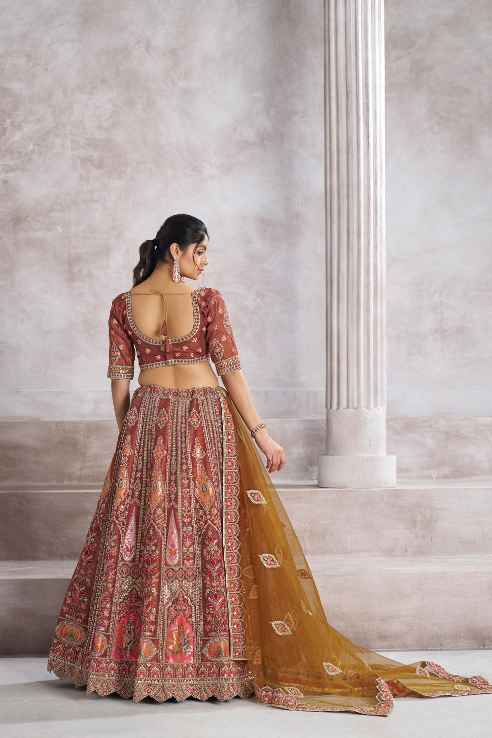Designer Semi-Bridal Lehenga Choli with Intricate Aari & Patch Detailing