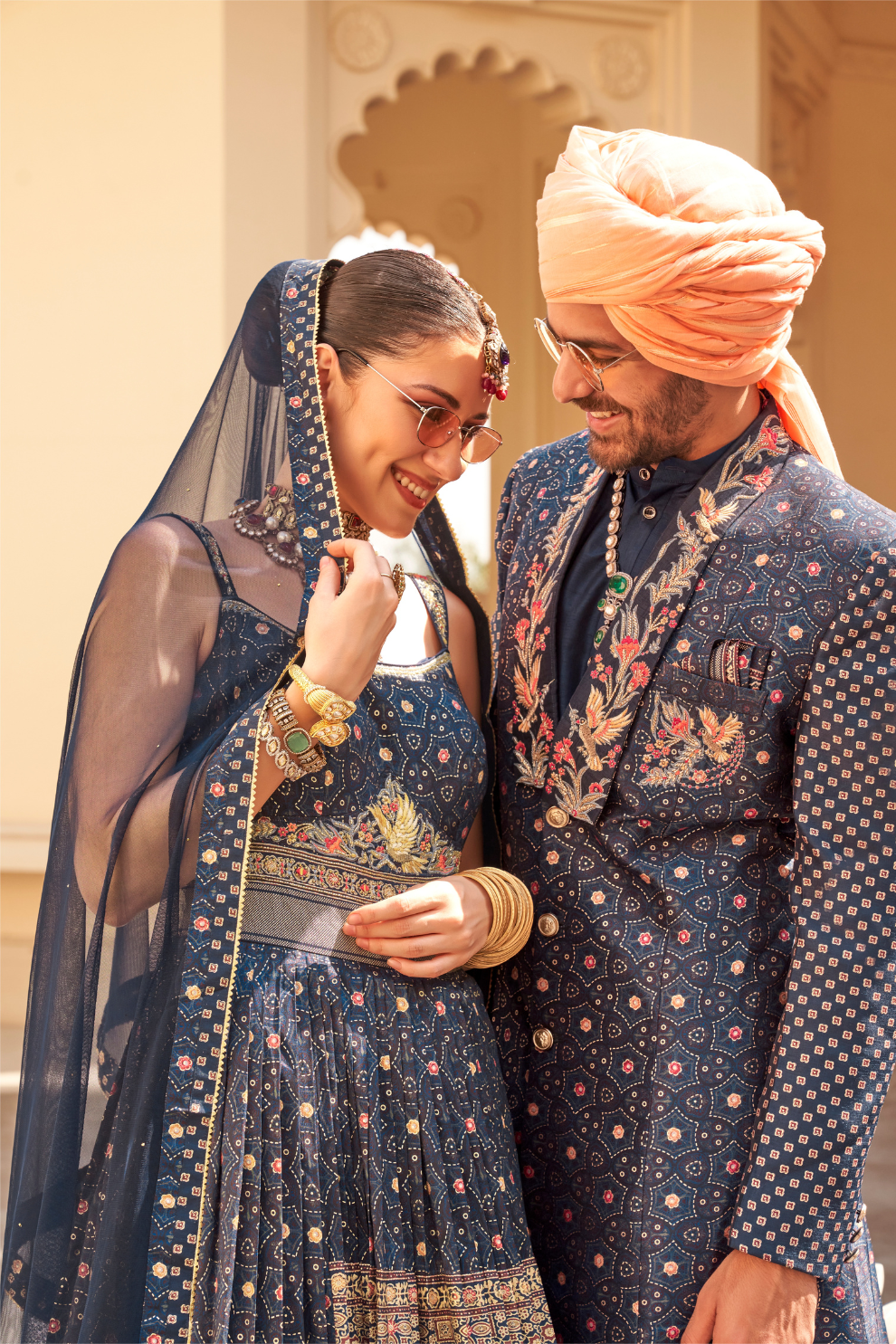 Navy Blue Anarkali Dress & Men's Kurta-Coat Set – Couple Outfit - LaVante Fashion