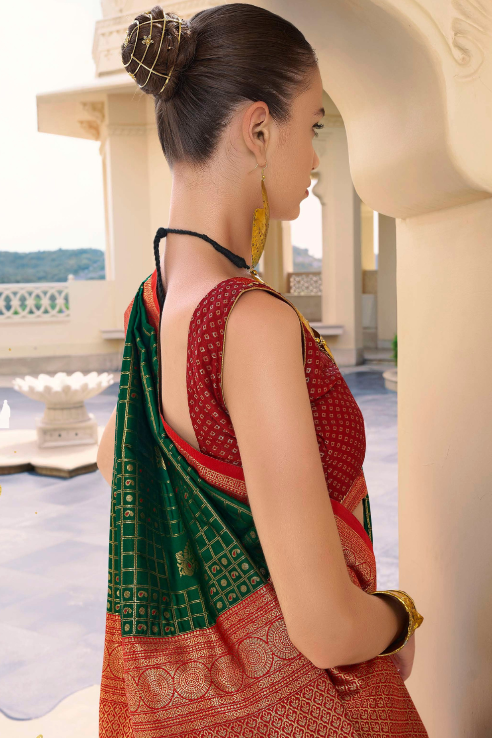 Banarasi P.V. Silk Saree with Exclusive Kanchipuram Weaving Design - LaVante Fashion