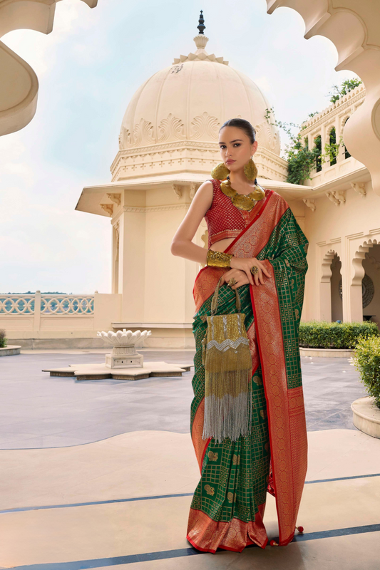 Banarasi P.V. Silk Saree with Exclusive Kanchipuram Weaving Design - LaVante Fashion