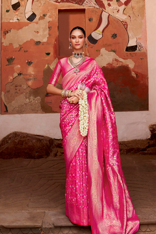 Banarasi P.V. Silk Saree with Exclusive Weaving Jaal Design - LaVante Fashion