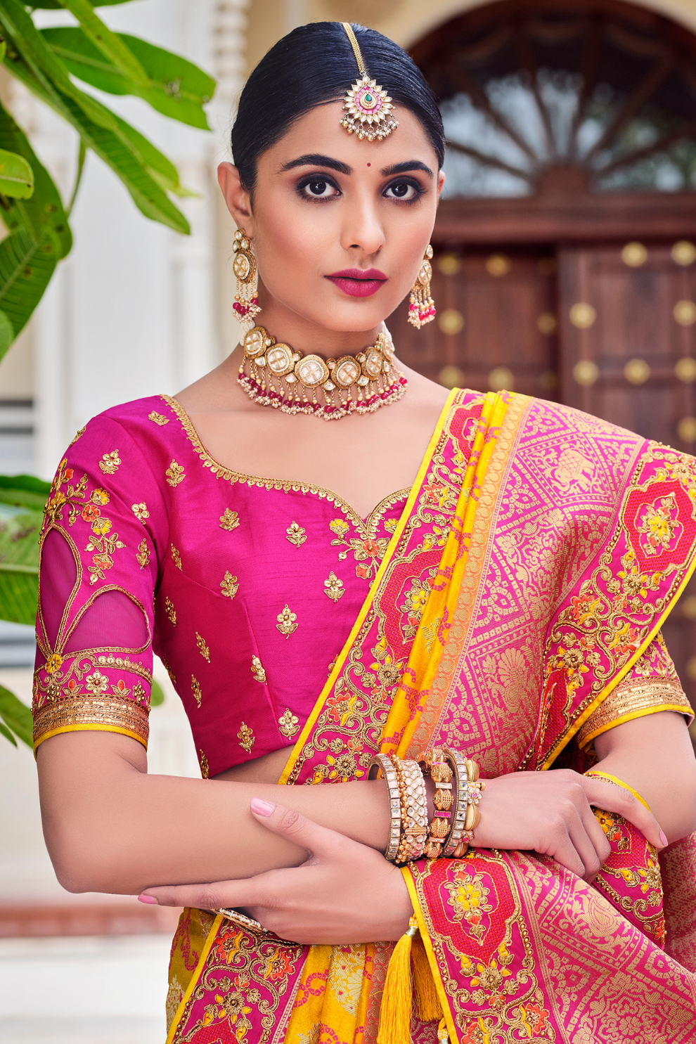 Odette Yellow Banarasi Silk Saree with Woven Royal Design