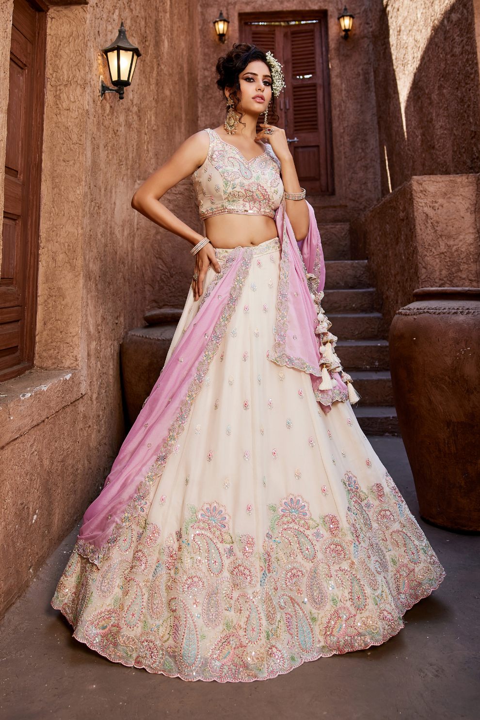 Georgette Lehenga Choli & Dupatta Featuring Intricate Sequins