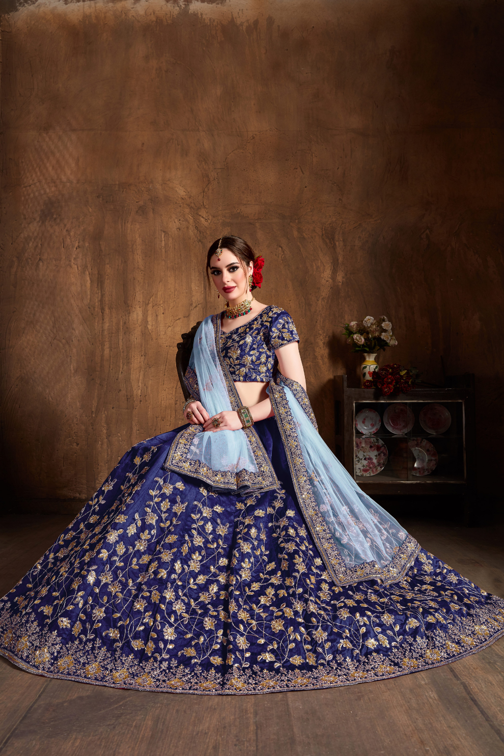 Elegant Dori, Badla & Sequins Embroidered Lehenga Set