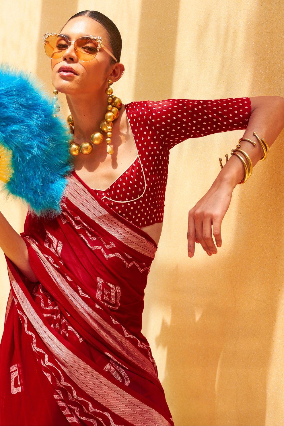 Daani Georgette Saree with Foil Print and Aqua Finish