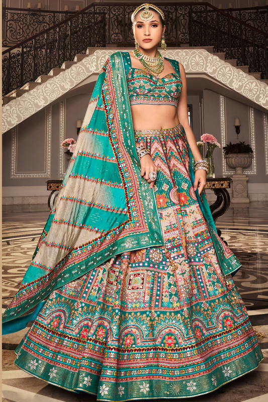 Vibrant Green Georgette Printed Lehenga - LaVante Fashion