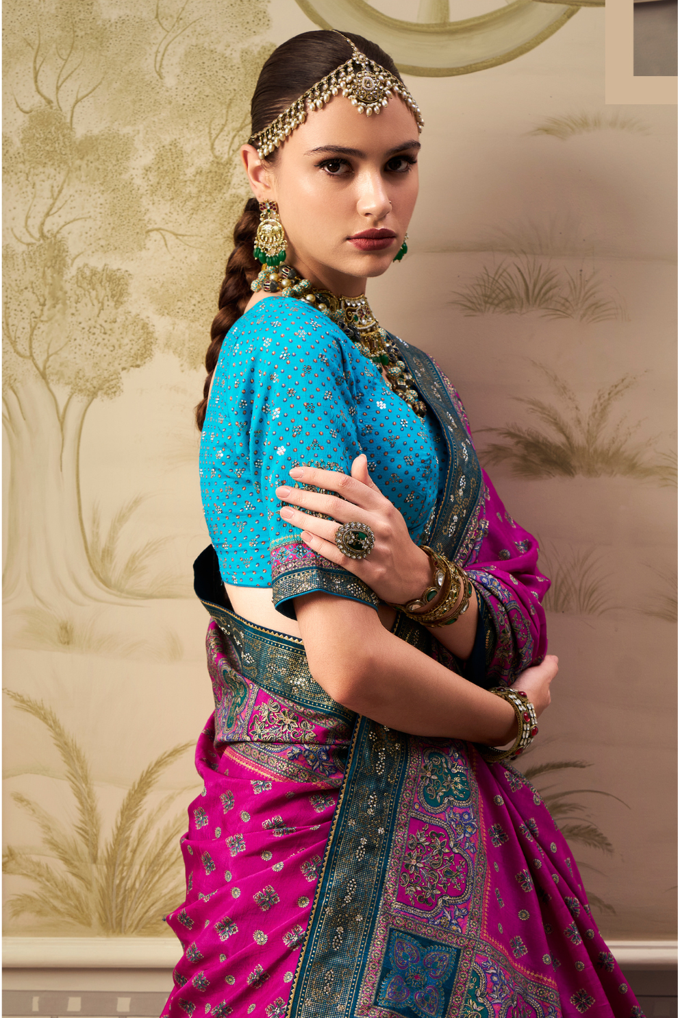 Banarasi Bliss Purple & Blue Lehenga Choli - LaVante Fashion