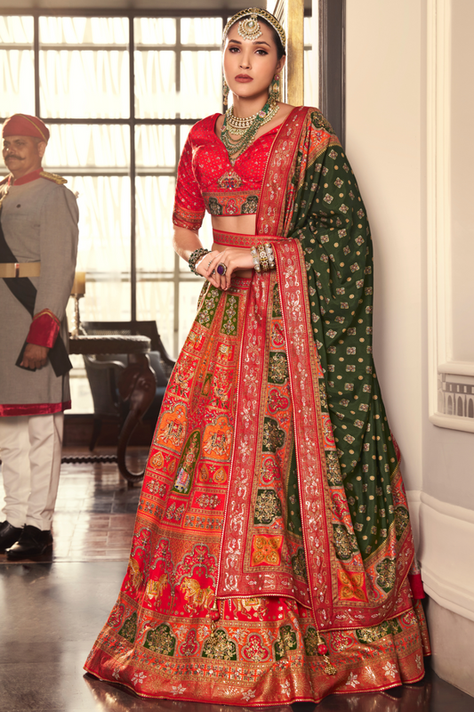 Red Elegance Embroidered Lehenga Choli - LaVante Fashion