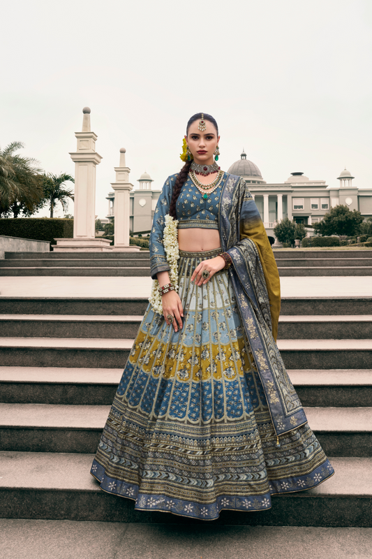 Premium Navy Blue Silk Lehenga Choli - LaVante Fashion