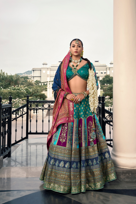Premium Turquoise Silk Lehenga Choli - LaVante Fashion