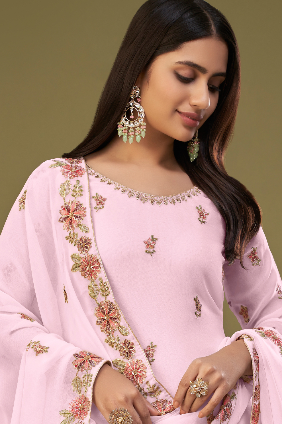Traditional Pink Georgette Sharara Suit With Stylish Flair
