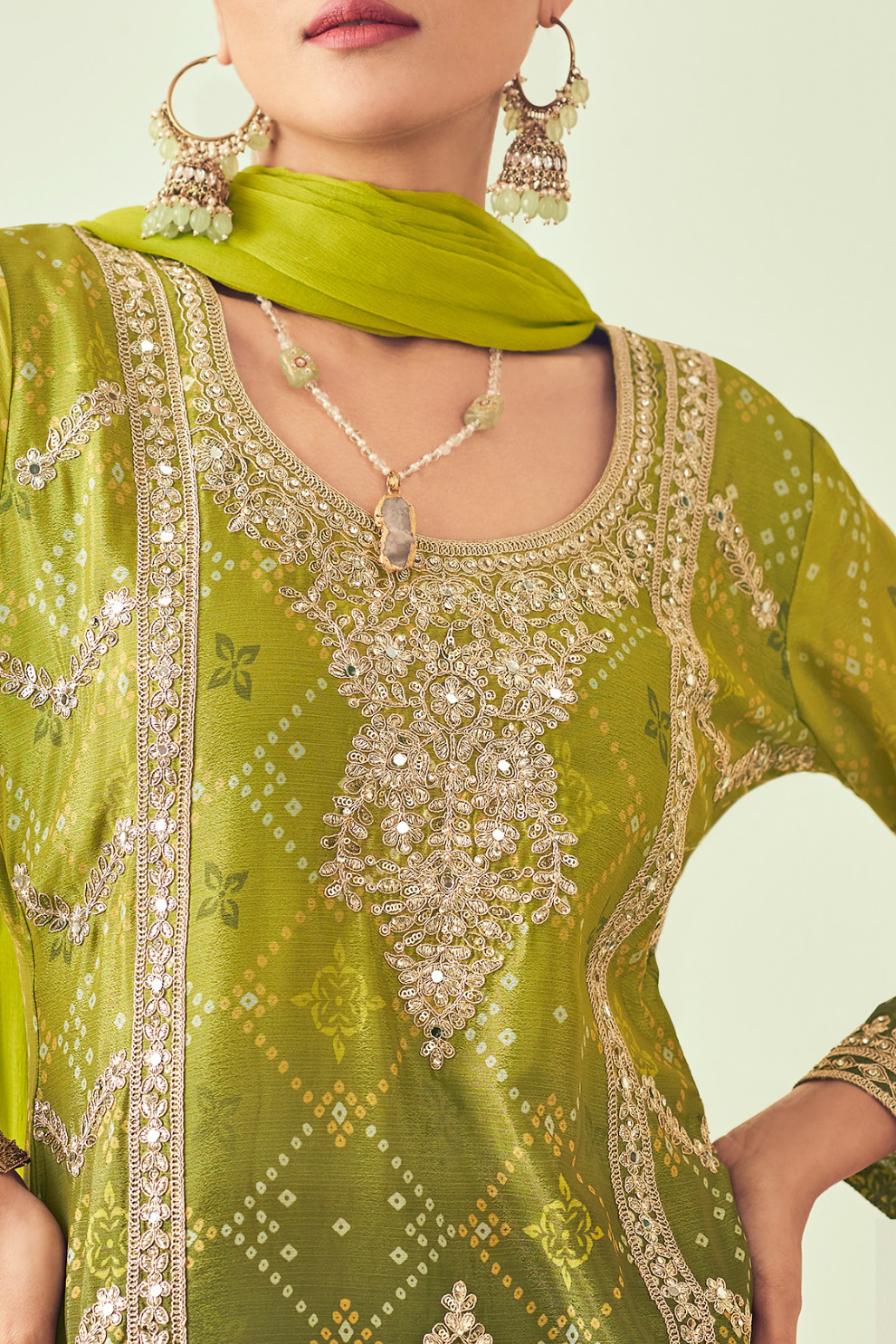 Royal Radiance Chinnon With Heavy Embroiderd Work Palazzo Suit for the Modern Diva