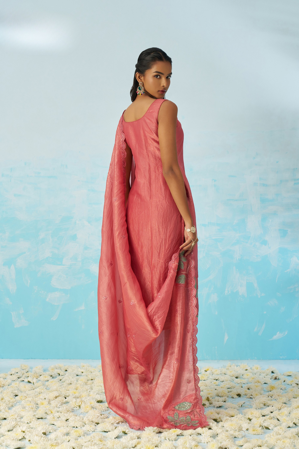 Pink Fancy Fabric Salwar Suit with Elegant Machine Embroidery