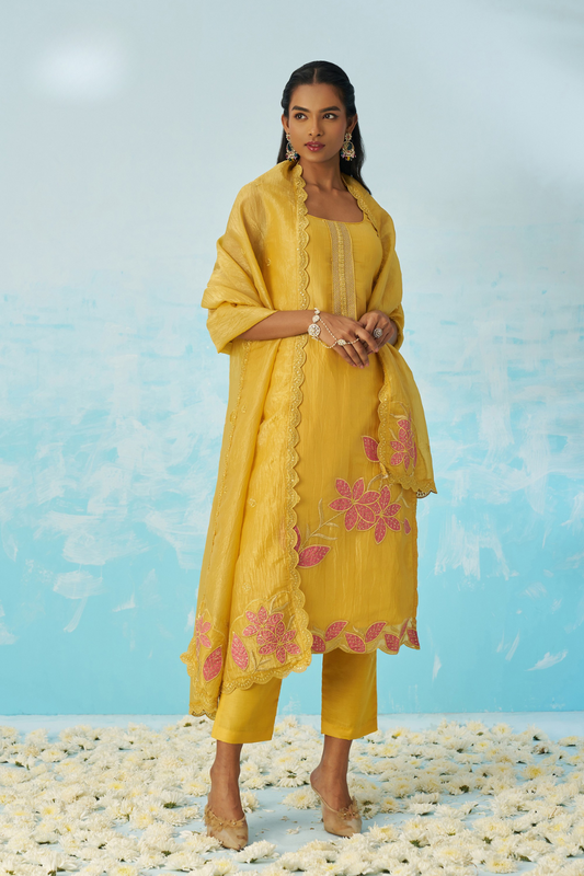 Designer Yellow Embroidered Salwar Suit for Occasions