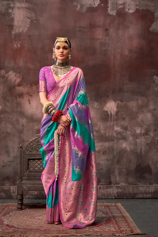 Printed Woven Rangkat Banarasi Silk Saree