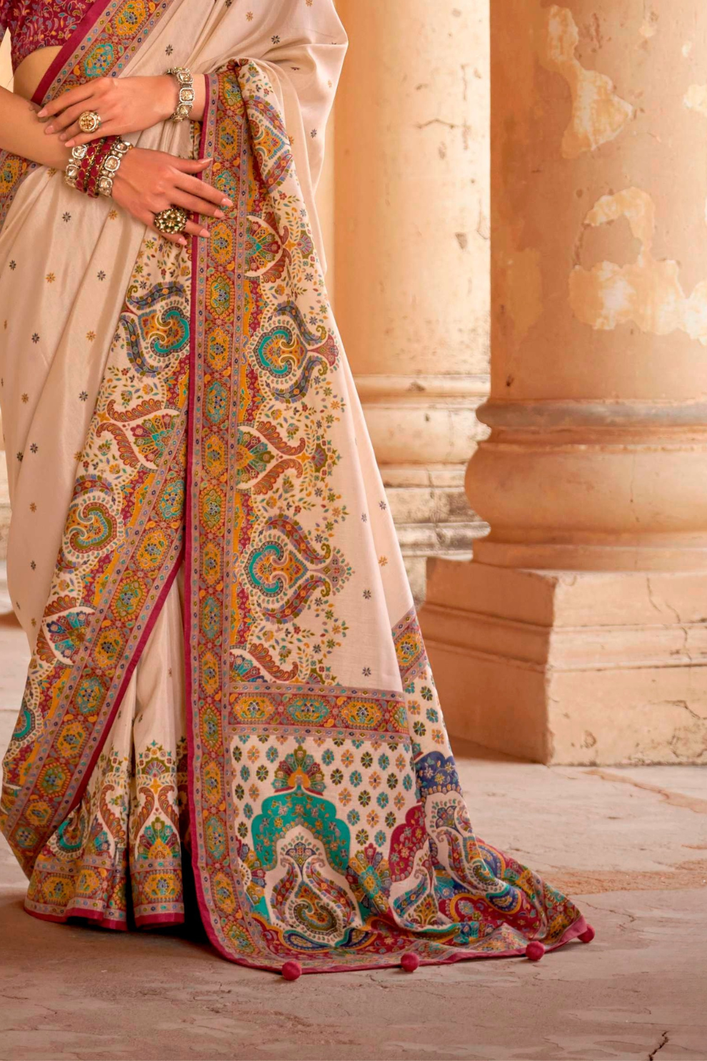 Super Polyester Viscose Silk Saree with Hand Block Luxury Print - LaVante Fashion