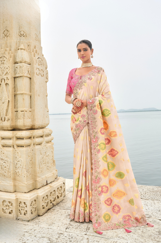 Soft Radiance in Pink Tissue Georgette Elegance