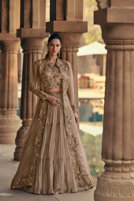 Elegance Reimagined Indo-Western Style in Rich Chinnon Silk