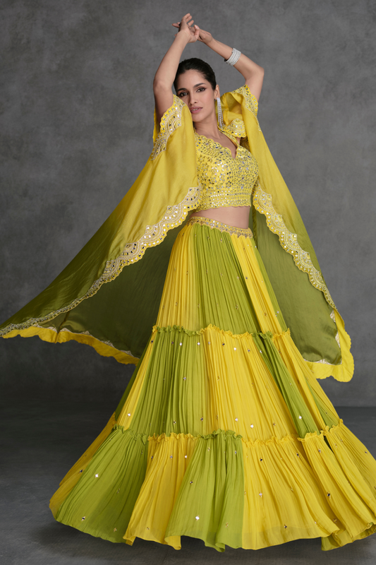 Yellow Organza Readymade Dress Featuring Delicate Sheer Fabric and Timeless Elegance