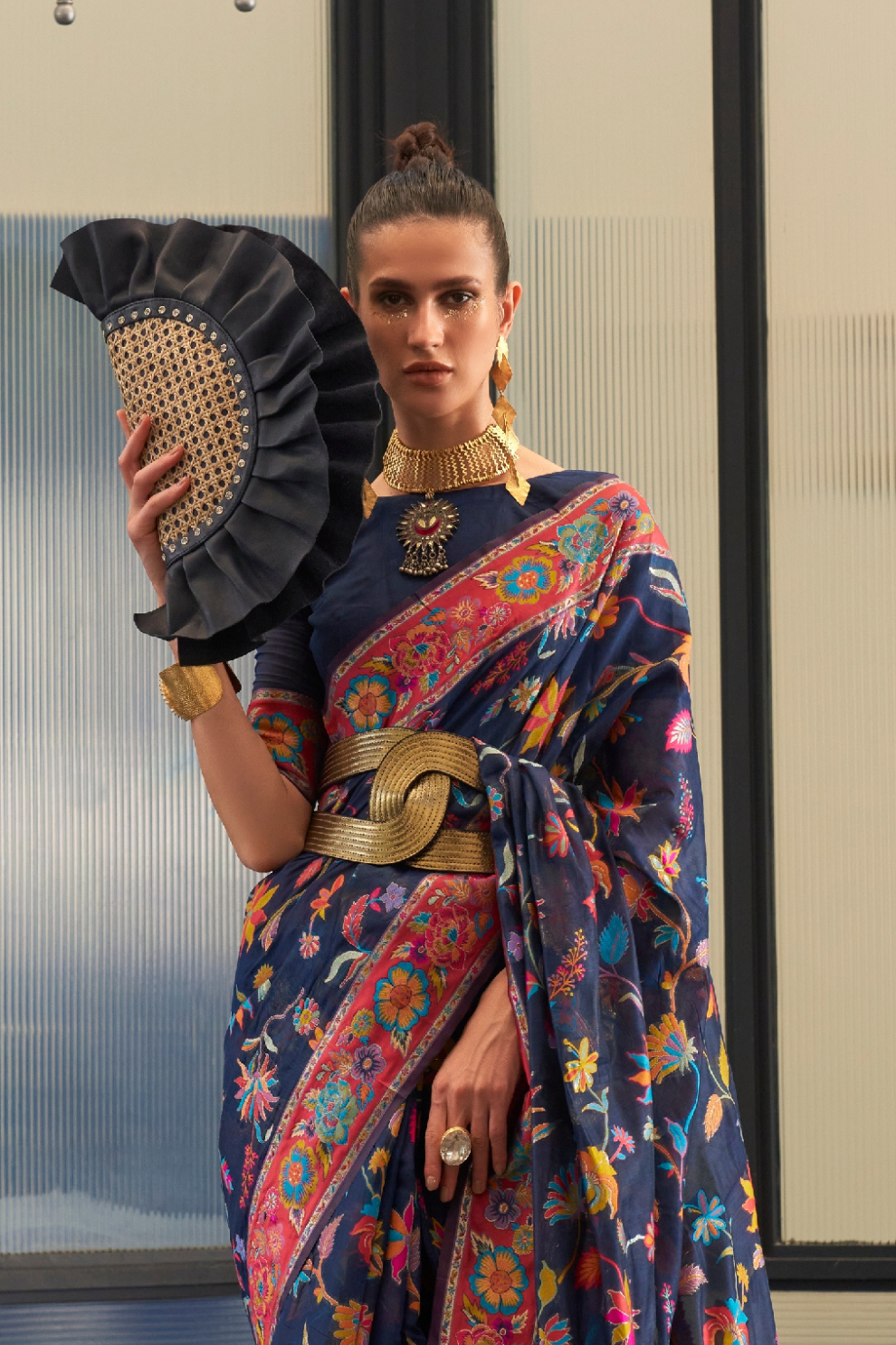 Kashmiri Modal Pashmina Silk Saree with Traditional Elegance