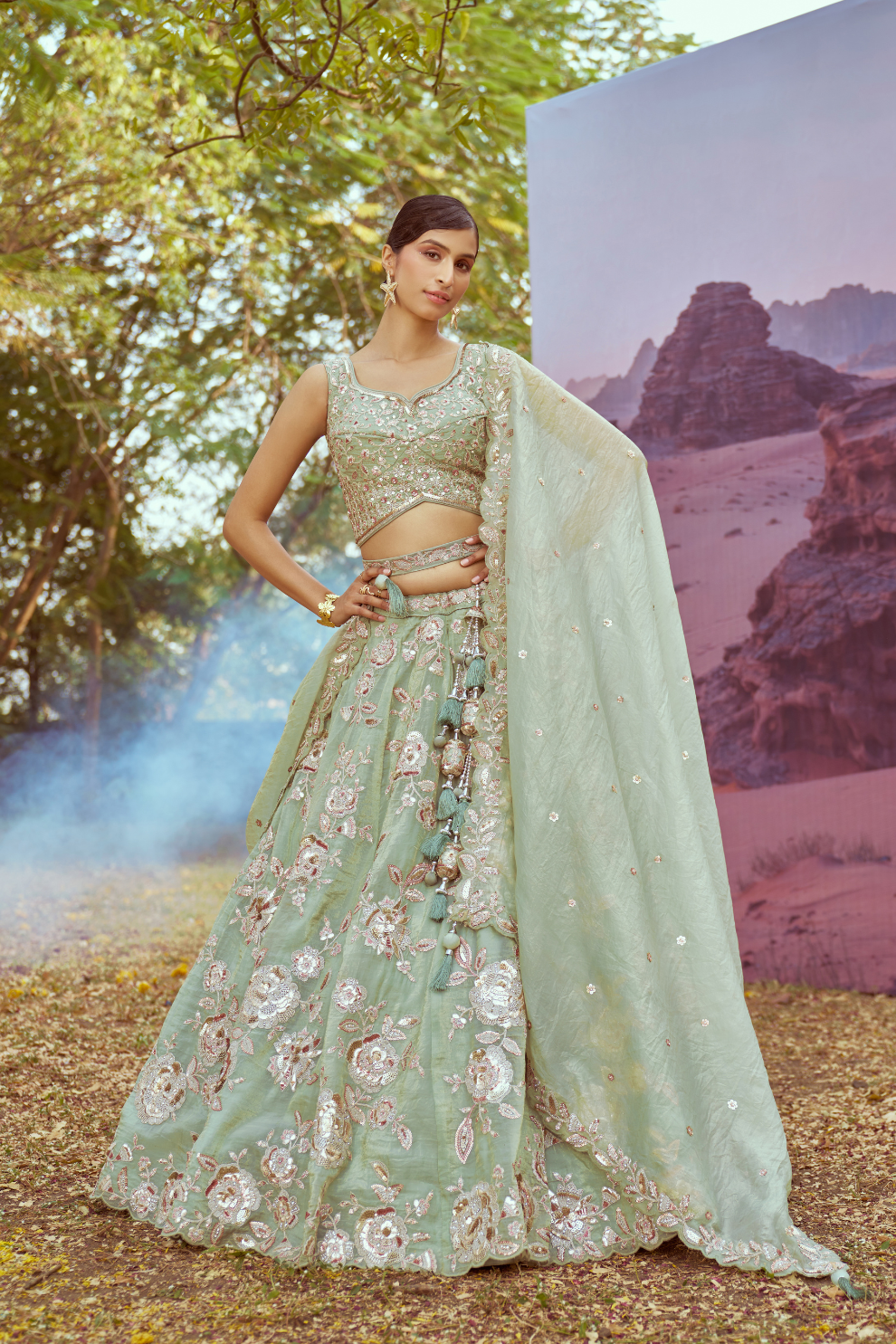 Graceful Organza Lehenga Choli Ensemble With Sequin Embroidery