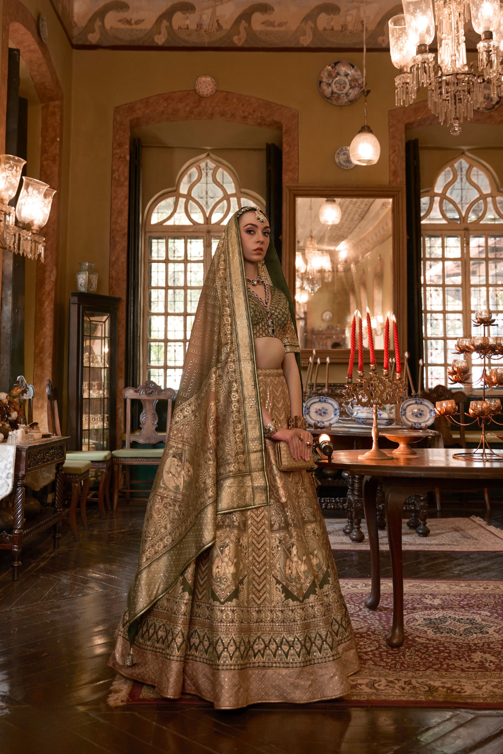 Elegant Woodbine Green Designer Silk Lehenga - LaVante Fashion
