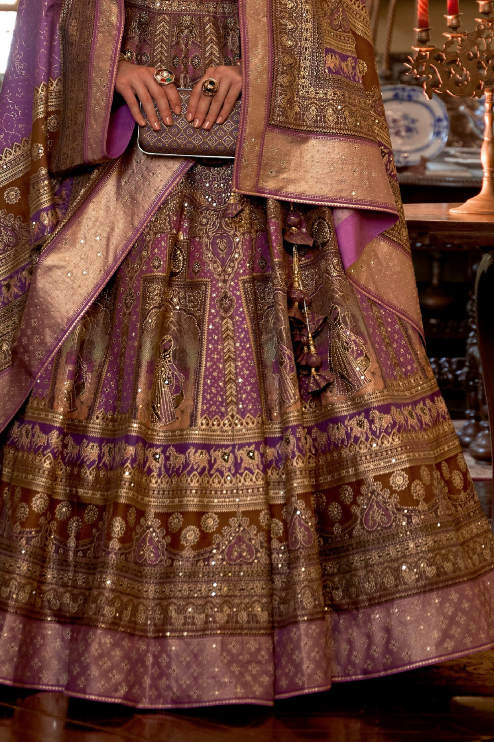 Lavish Purple Zari Work Lehenga Choli In Pure Silk - LaVante Fashion