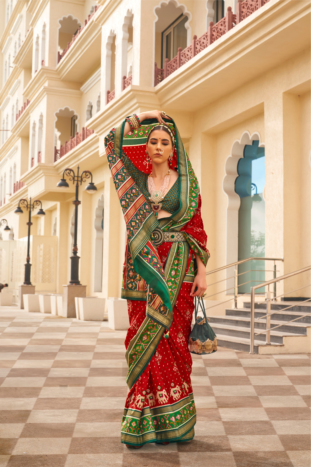 Traditional Patola Silk Saree for Weddings with Matching Blouse