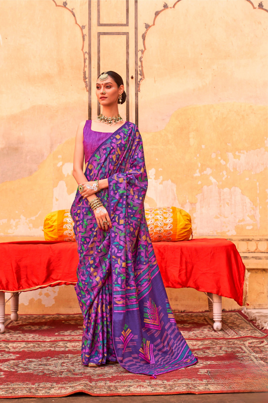 Mercerized Sigma Silk Saree with Classic Design and Aqua Finish - LaVante Fashion