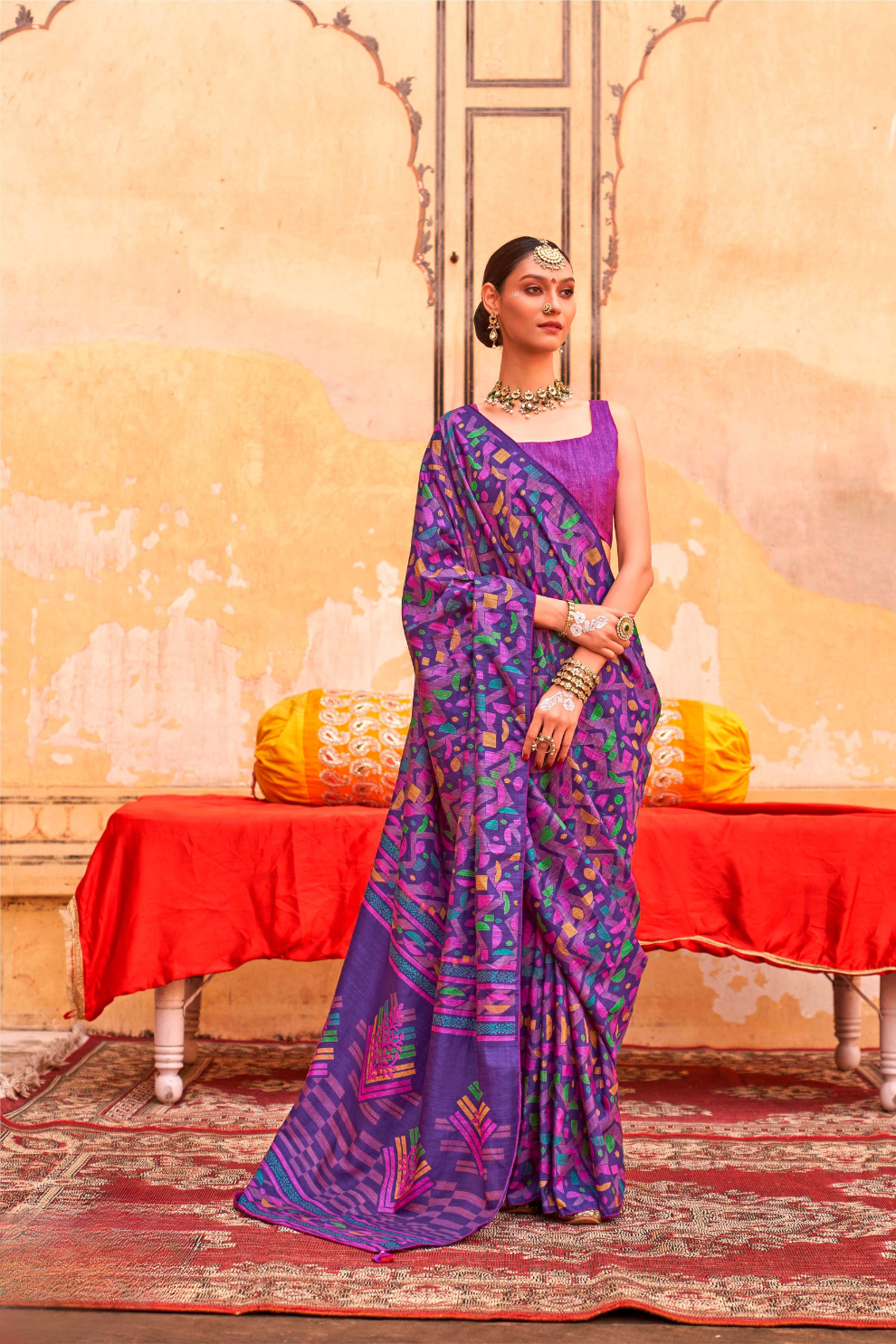 Mercerized Sigma Silk Saree with Classic Design and Aqua Finish - LaVante Fashion