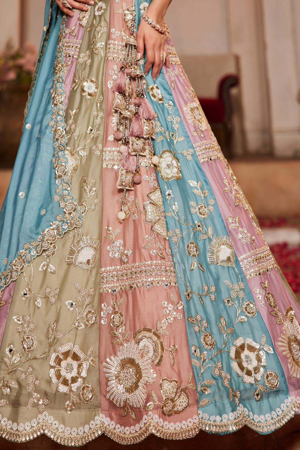 Traditional Georgette Lehenga Choli Set with All-Over Sequins Embroidery