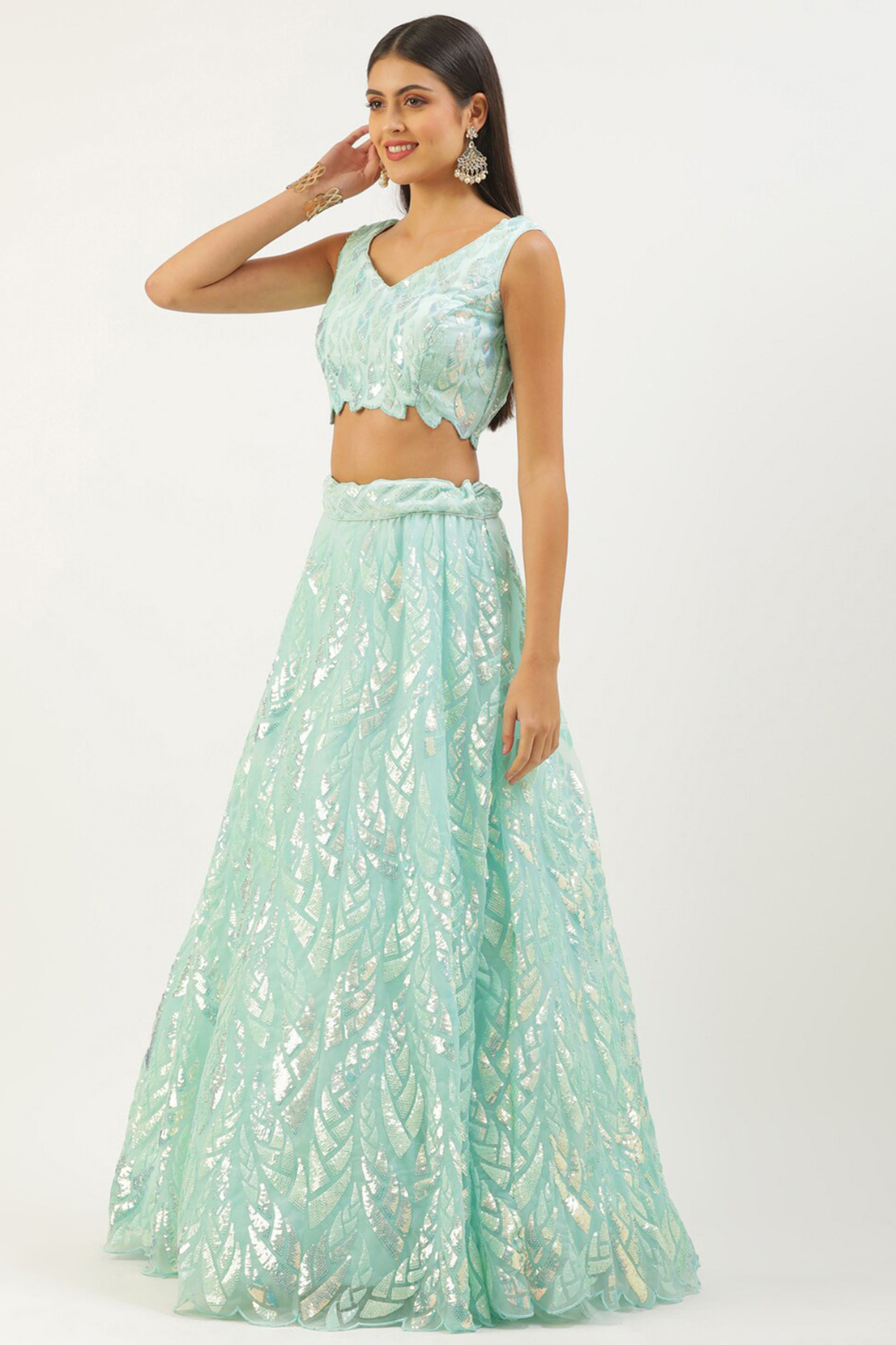 Bridal Soft Net Lehenga Choli with Elegant Sequins Embroidery