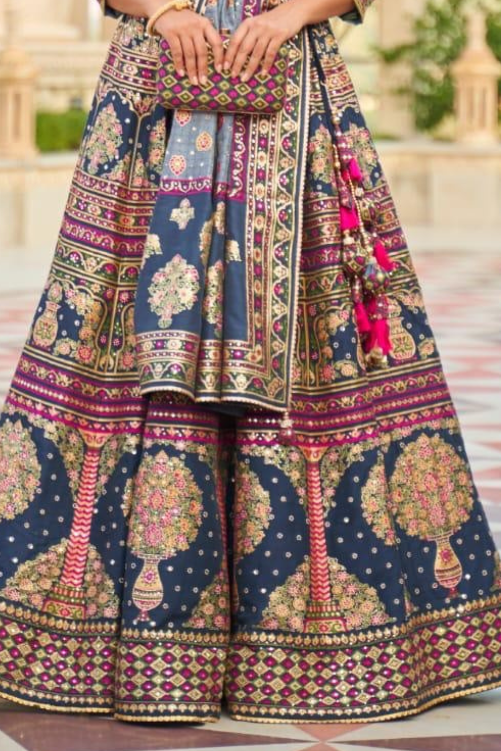 Royal Blue Rajwadi Patola Lehenga with Intricate Weaving - LaVante Fashion