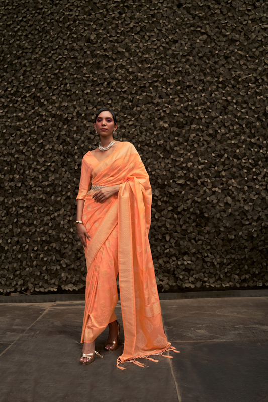 Designer Two-Tone Weaving Saree in Nylon Chinon