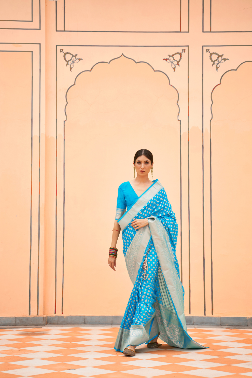 Handloom Crafted Saree in Nylon Silk Georgette for Festive Wear