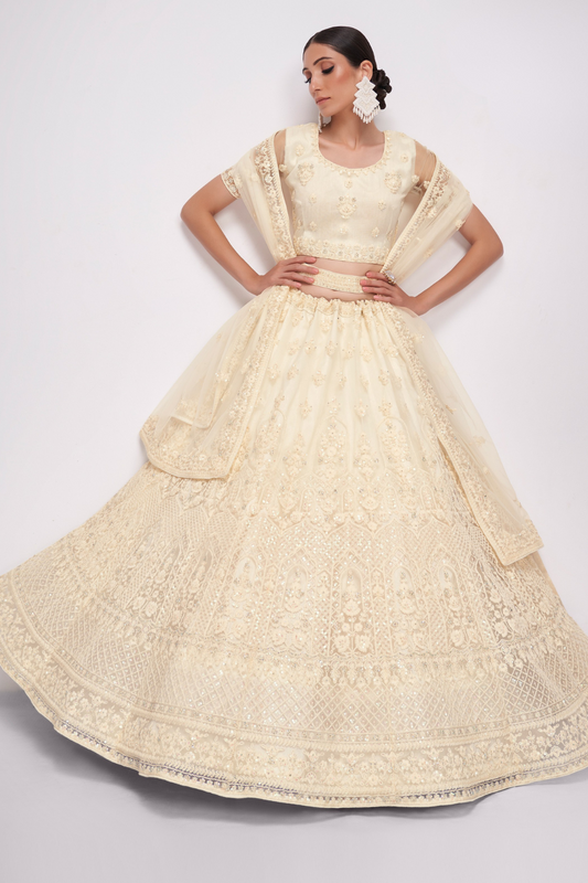 Graceful Net Fabric Lehenga Choli With Rich Cording