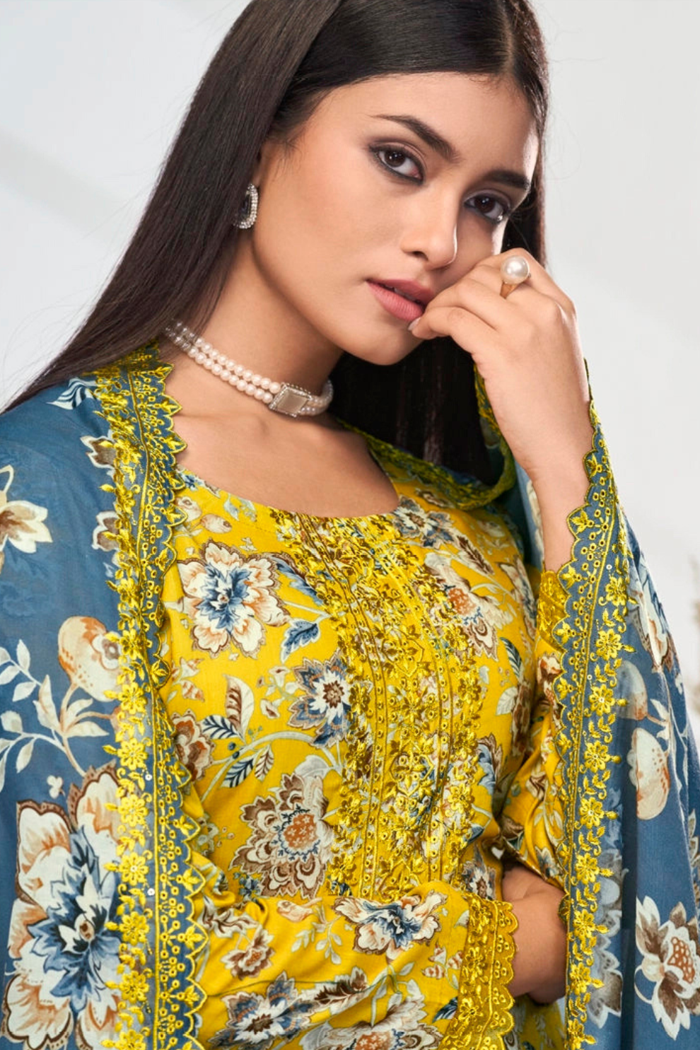 Elegent Pure Cotton Digital Print With Embroidery Designer Festive Wear Salwar Suit Set