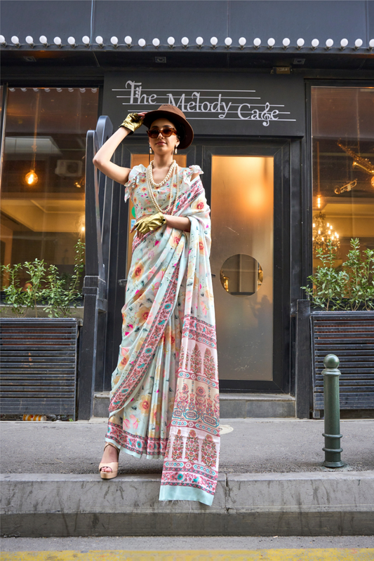 Casual Wear Satin Georgette Saree with Beautiful Digital Print