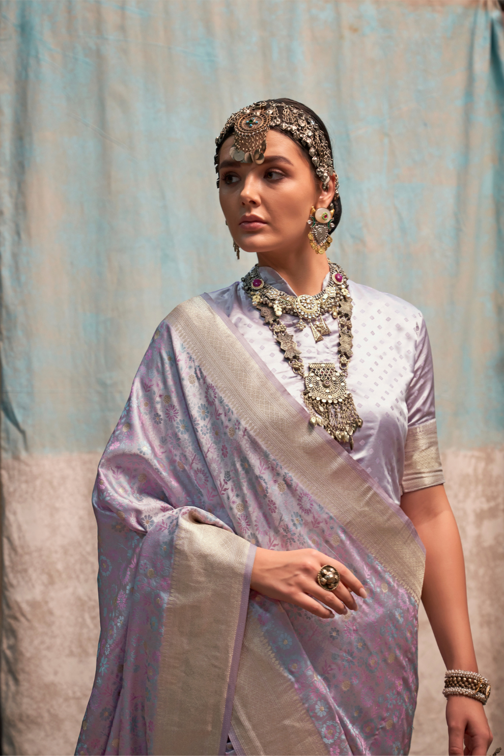 Lustrous Pure Satin Silk Saree with Banarasi Handloom Weave