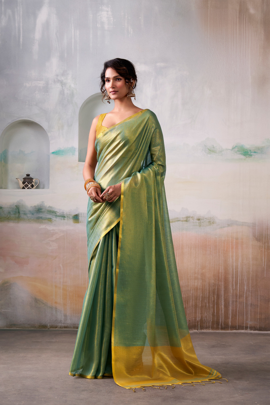 Lightweight Tissue Silk Saree with Luxurious Glow Finish