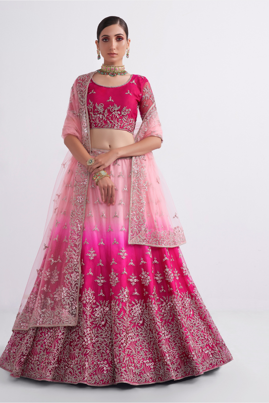 Graceful Wedding Lehenga Choli In Net Fabric With Embroidery Work