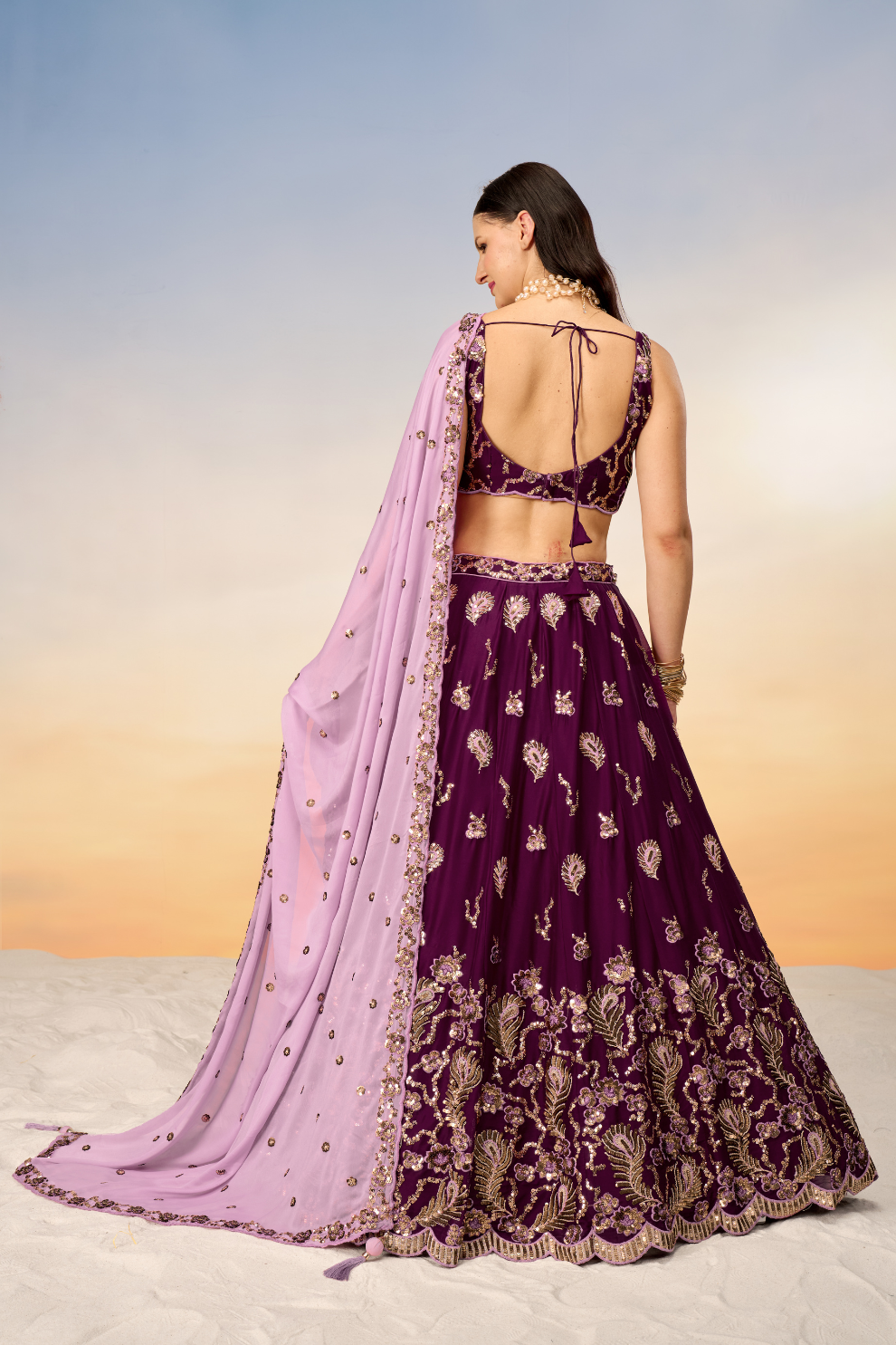 Pure Georgette With Heavy Sequins Embroidery Lehenga Choli Dupatta