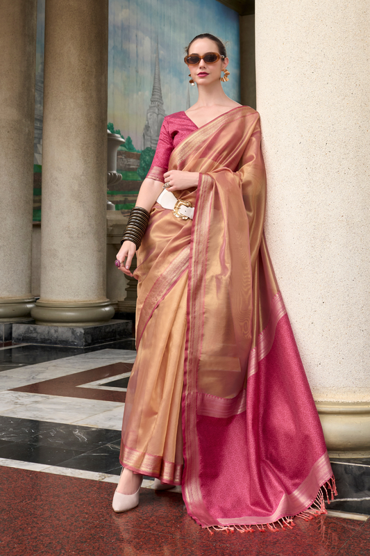 Pure Tissue With Beautiful Designer Pallu and blouse - LaVante Fashion