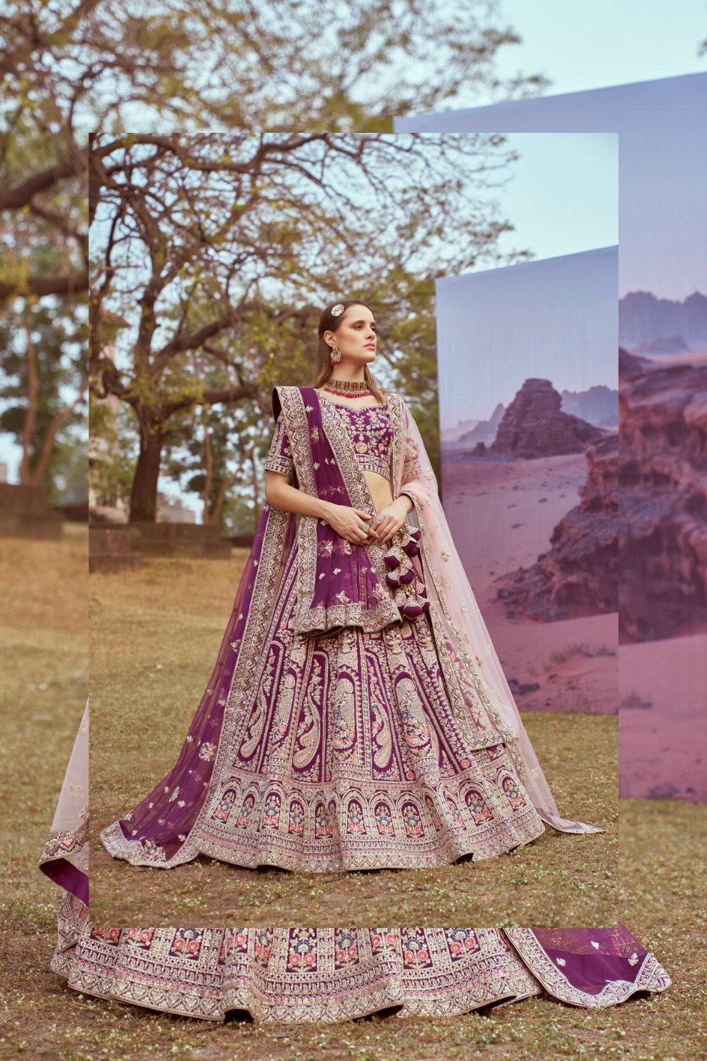 Pure Silk Bridal Lehenga Choli With Moti And Cording Embroidery
