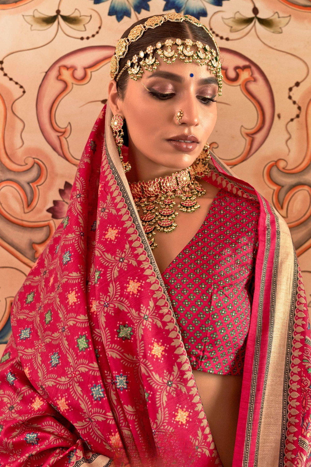 Printed Banarasi Silk Saree with Ultra Smooth Gloster Touch