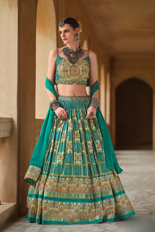 Green Art Silk Fabric for Lehenga – Trendy and Versatile - LaVante Fashion