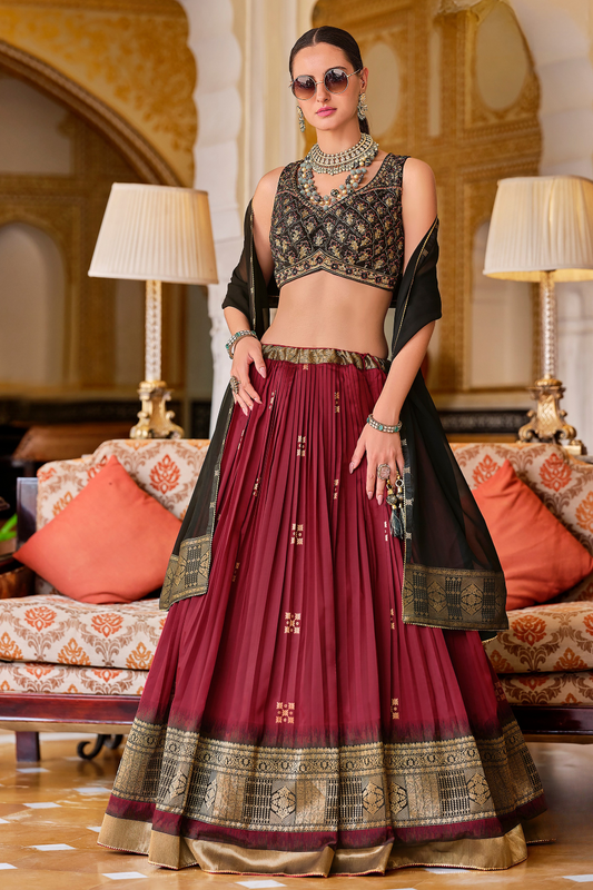 Silk Foil Print Readymade Lehenga Choli for Ceremonial Wear