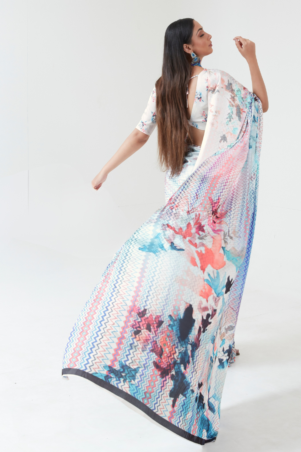 Kouture Digital Satin Silk Saree in Japan Creep Fabric